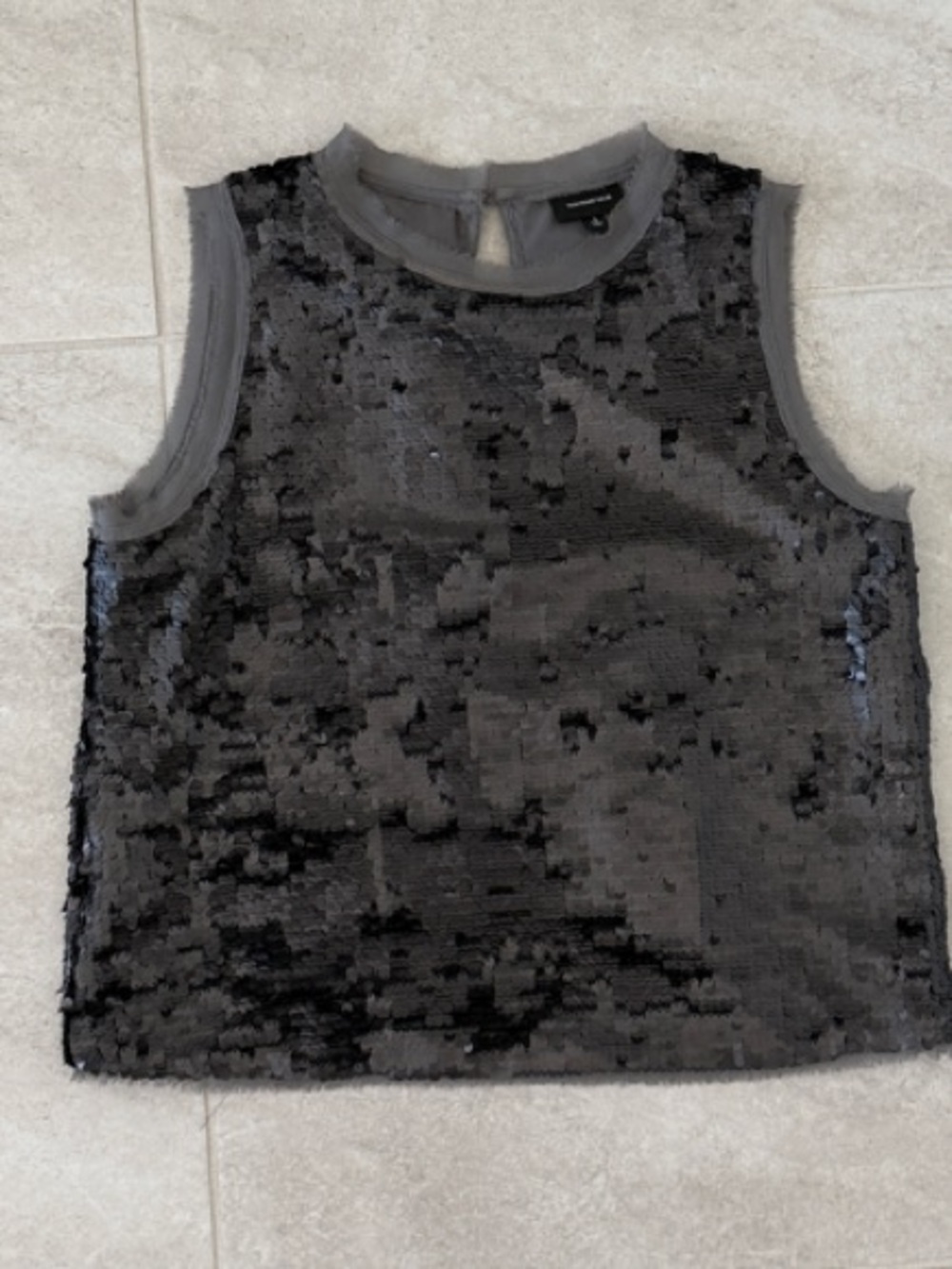 Who What Wear Black Sequin Sleeveless Top
